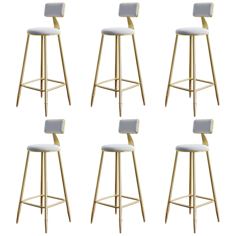 Glam Footrest Counter Stool Fabric Low Back Barstool with 4 Gold Iron Legs