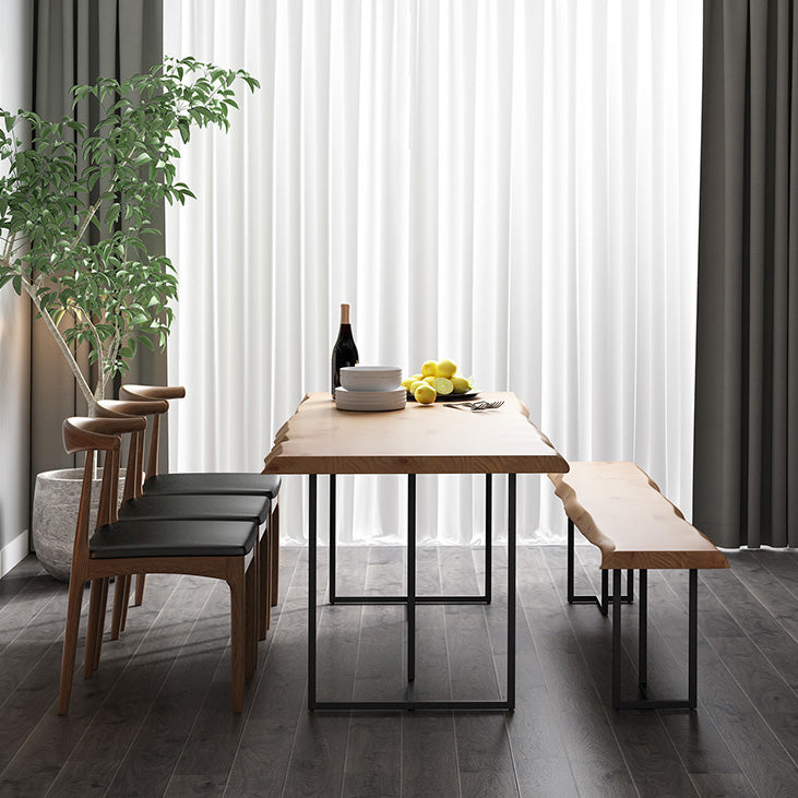 Industrial 1/2/5 Pieces Dining Set Solid Wood Double Pedestal Dinette Set