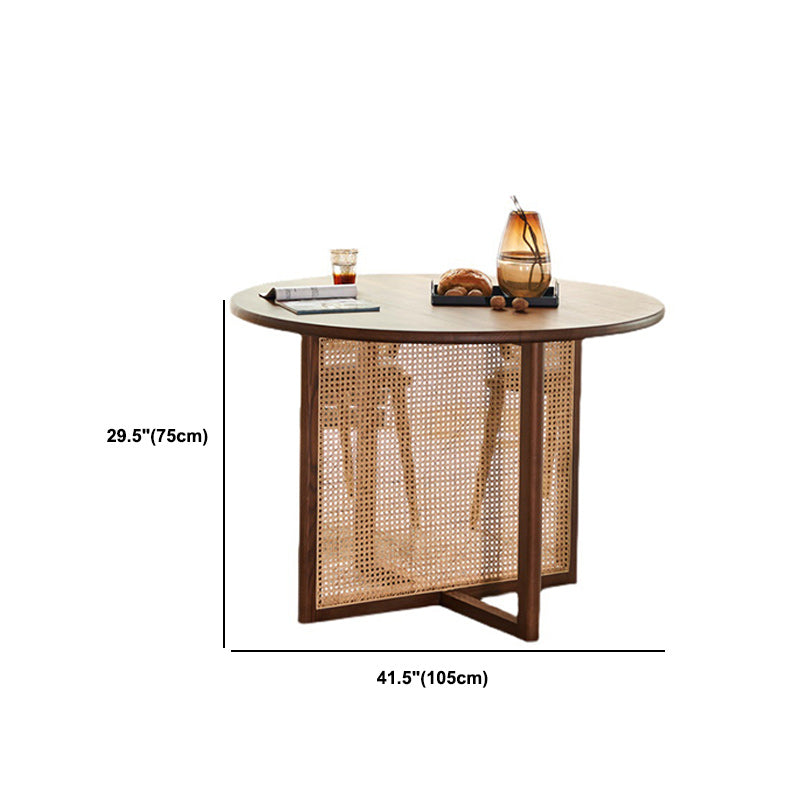 Solid Wood Dining Set 1/2/5 Pcs Round Rattan Dining Table and Chairs