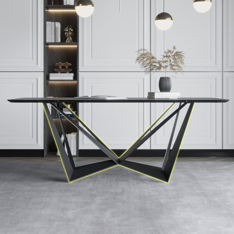 Rectangle Dining Table Set 1/2/7 Pcs Sintered Stone Table with Wingback Chairs