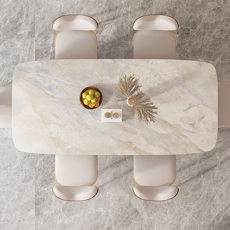 Sintered Stone Dining Set 1/4/5/7/9 Pcs Rectangle Dining Table with Upholstered Chairs