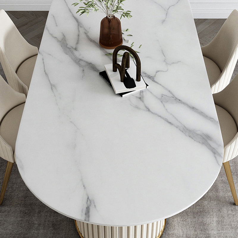 Nordic Glam Style Sintered Stone Oval Table Set 1/4/5/7 Pieces Dining Set