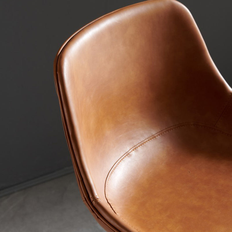 Industrial Bucket Leather Counter Bar Stool Footrest Counter Chair with Black Base