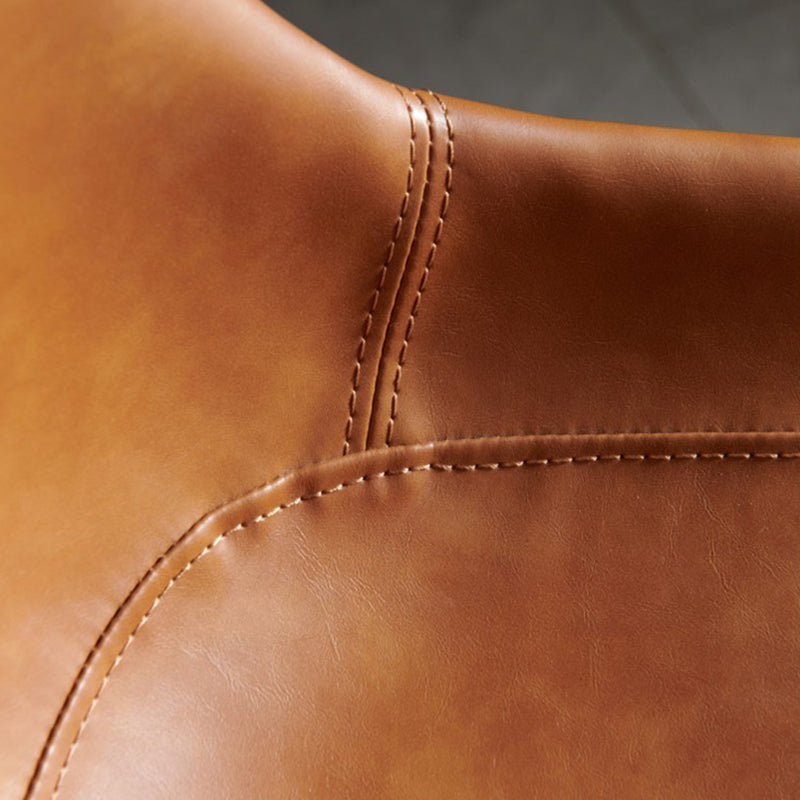 Industrial Bucket Leather Counter Bar Stool Footrest Counter Chair with Black Base