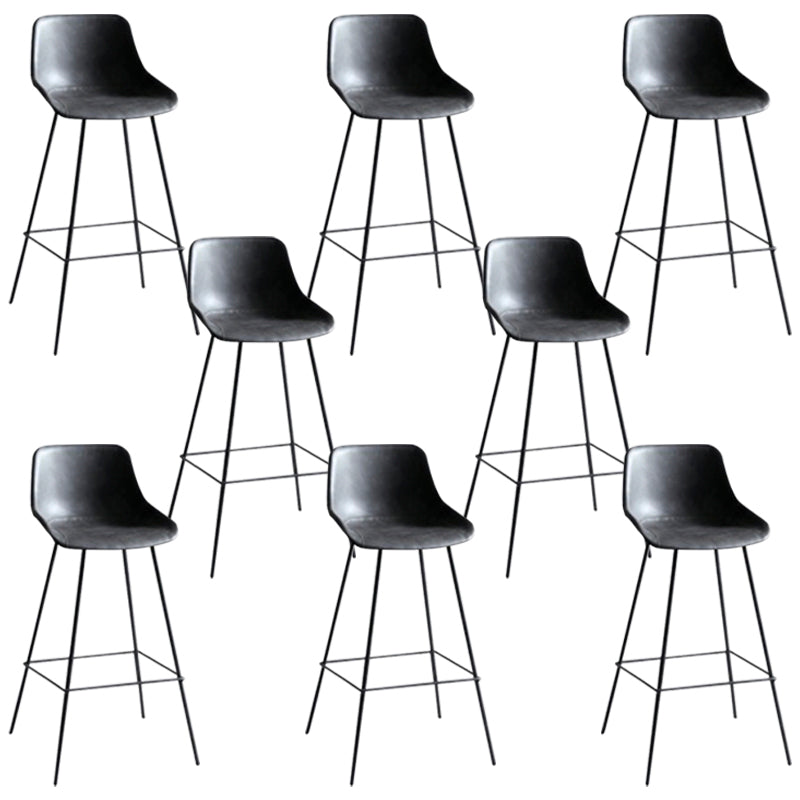 Industrial Bucket Leather Counter Bar Stool Footrest Counter Chair with Black Base