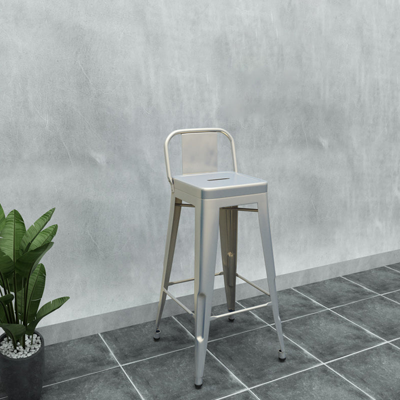 Contemporary Metal Barstool Low Back Counter Stool with Iorn 4 Legs