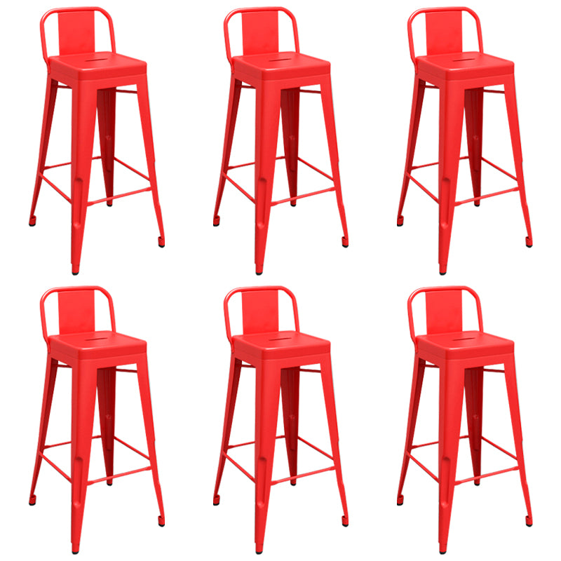 Contemporary Metal Barstool Low Back Counter Stool with Iorn 4 Legs