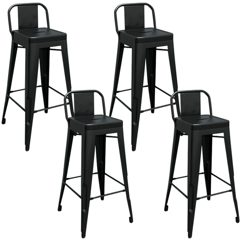 Contemporary Metal Barstool Low Back Counter Stool with Iorn 4 Legs