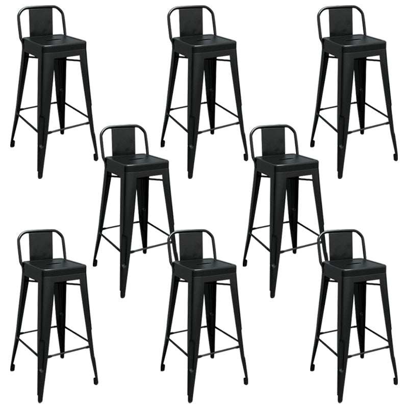 Contemporary Metal Barstool Low Back Counter Stool with Iorn 4 Legs