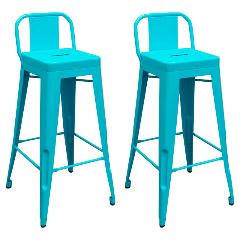 Contemporary Metal Barstool Low Back Counter Stool with Iorn 4 Legs