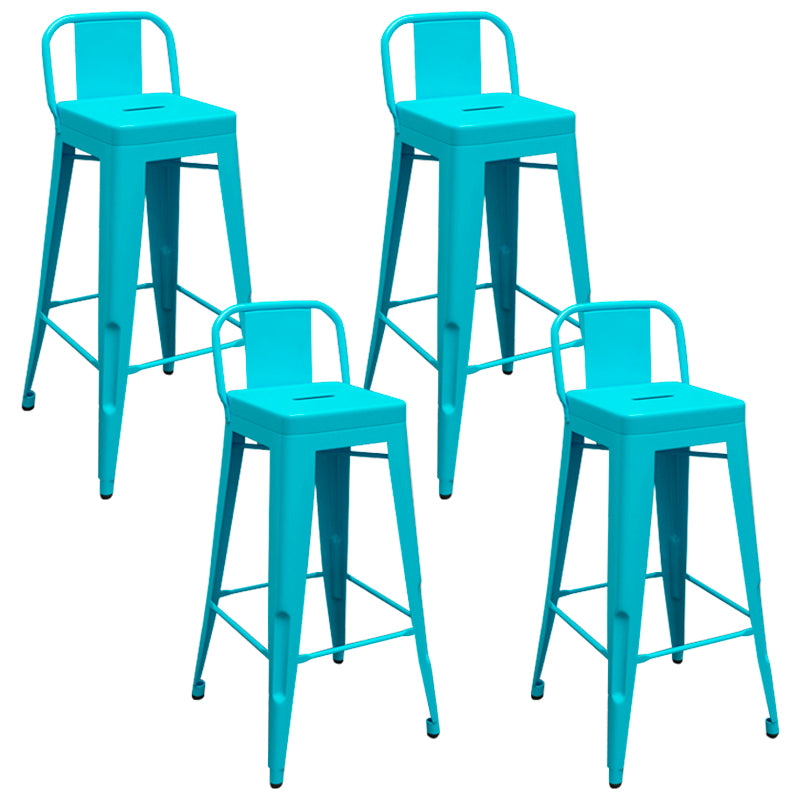Contemporary Metal Barstool Low Back Counter Stool with Iorn 4 Legs