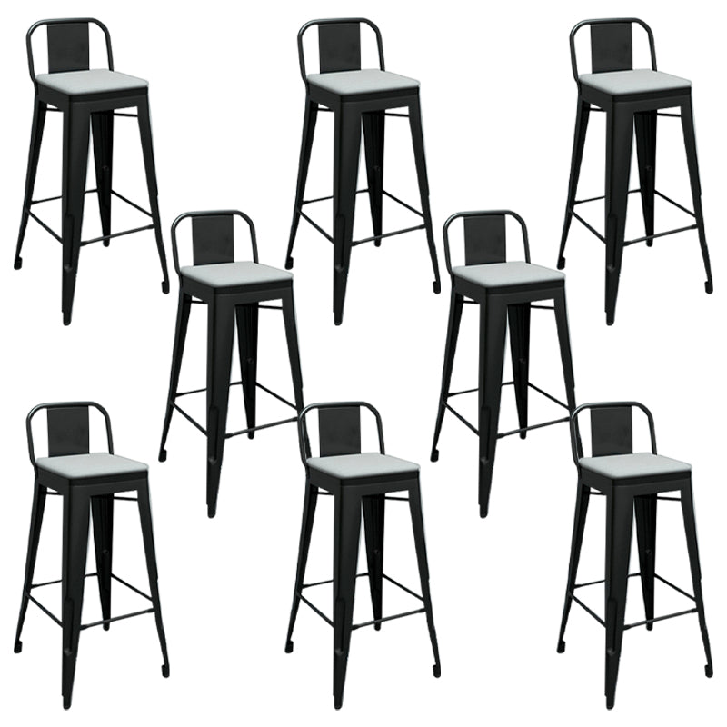 Contemporary Metal Barstool Low Back Counter Stool with Iorn 4 Legs