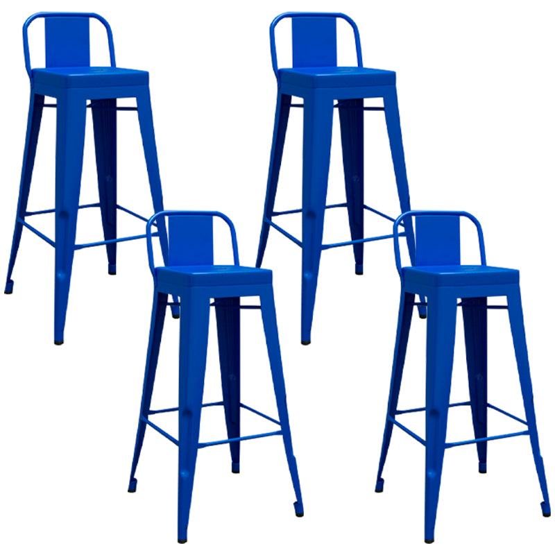 Contemporary Metal Barstool Low Back Counter Stool with Iorn 4 Legs