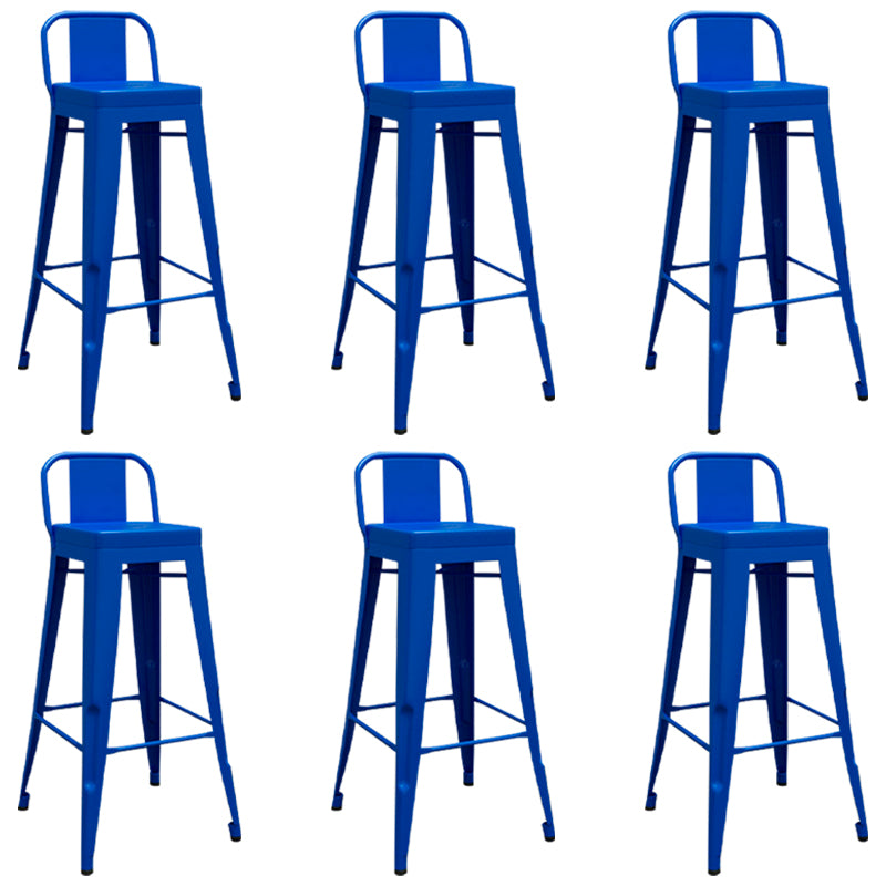 Contemporary Metal Barstool Low Back Counter Stool with Iorn 4 Legs