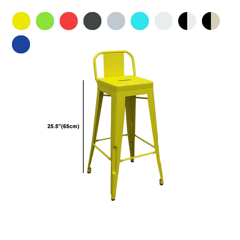 Contemporary Metal Barstool Low Back Counter Stool with Iorn 4 Legs