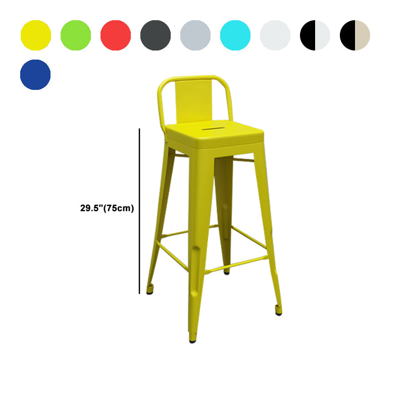 Contemporary Metal Barstool Low Back Counter Stool with Iorn 4 Legs