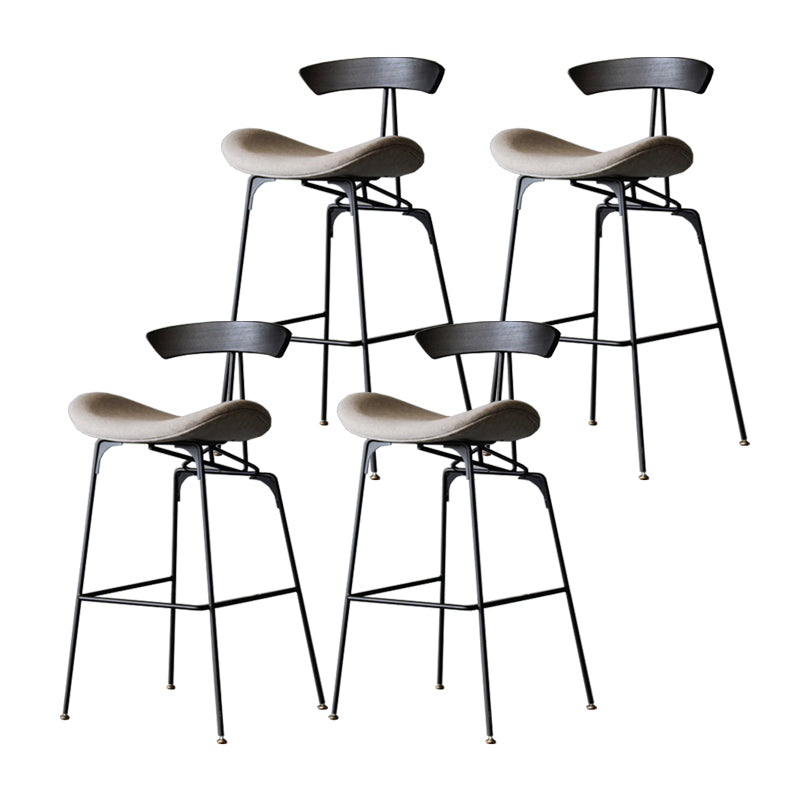 Contemporary Metal Barstool Low Back Faux Leather Cushion Footrest Stool in Matte Finish