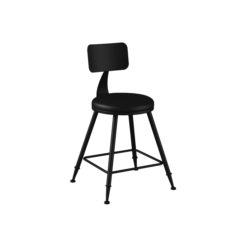 Modern Backrest Counter Stool Iron Bar Stool with Leather Cushion and Pedal for Cafe