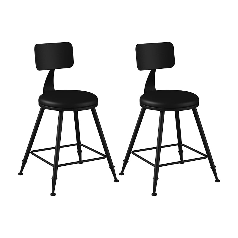 Modern Backrest Counter Stool Iron Bar Stool with Leather Cushion and Pedal for Cafe