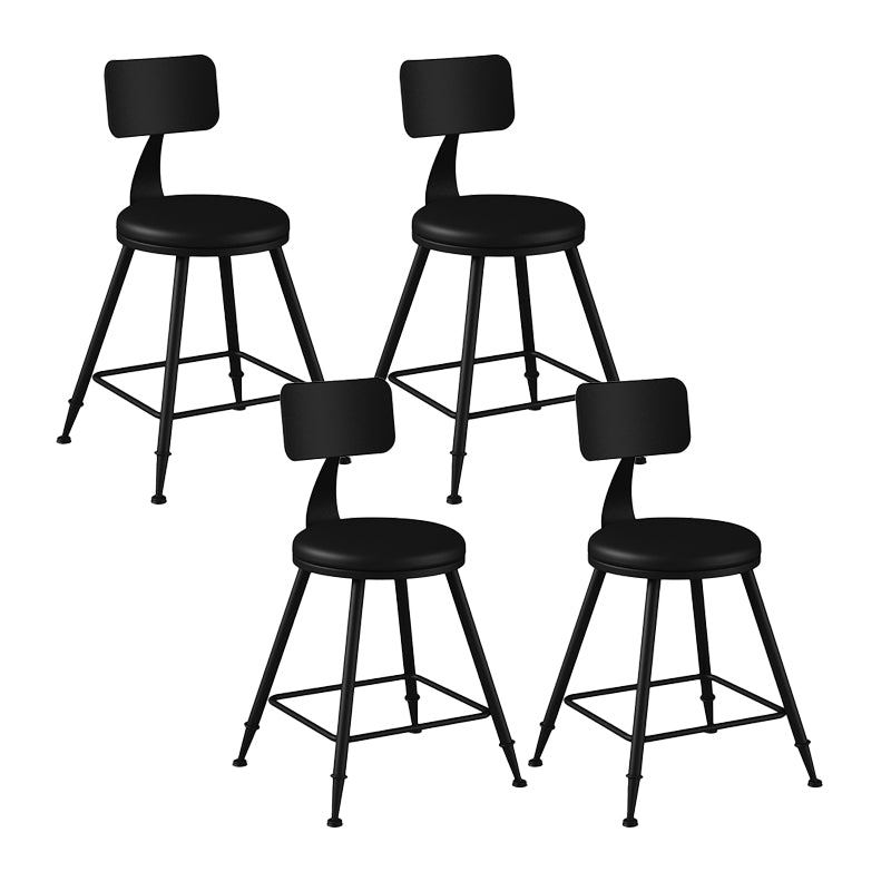 Modern Backrest Counter Stool Iron Bar Stool with Leather Cushion and Pedal for Cafe