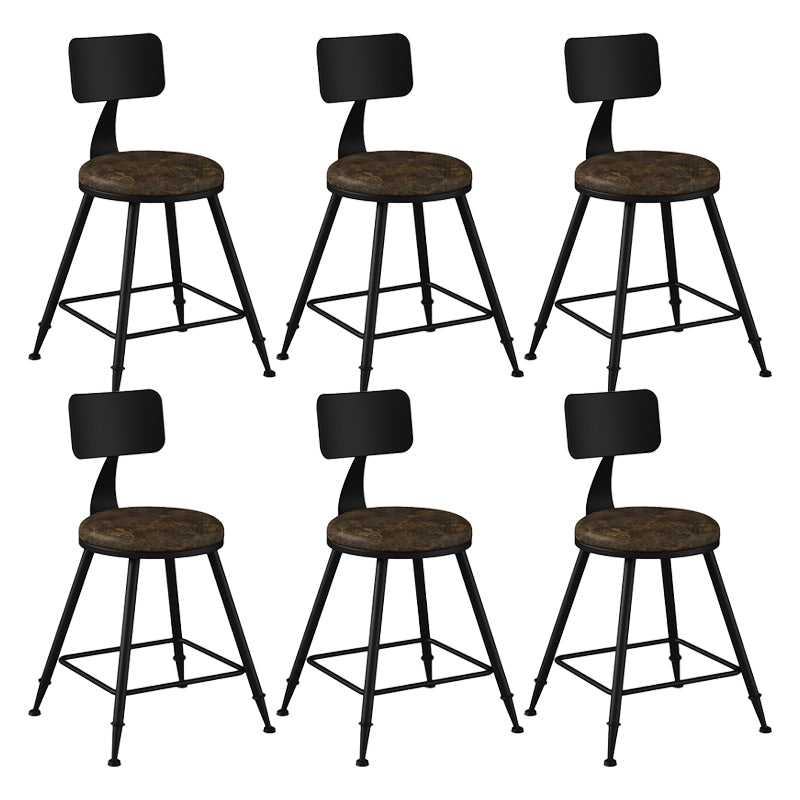 Modern Backrest Counter Stool Iron Bar Stool with Leather Cushion and Pedal for Cafe