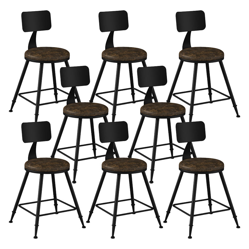 Modern Backrest Counter Stool Iron Bar Stool with Leather Cushion and Pedal for Cafe