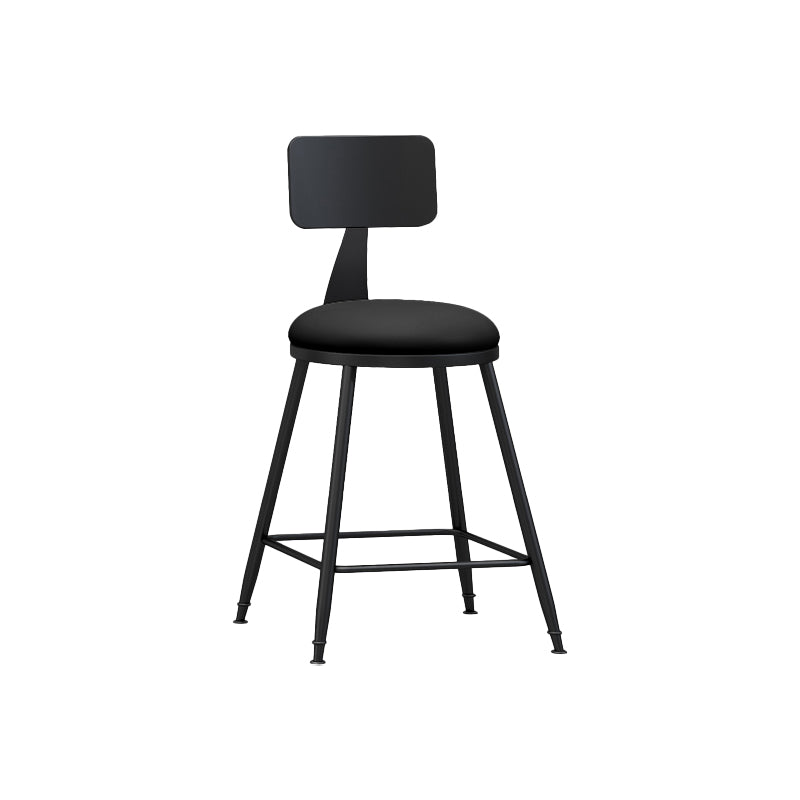 Modern Backrest Counter Stool Iron Bar Stool with Leather Cushion and Pedal for Cafe