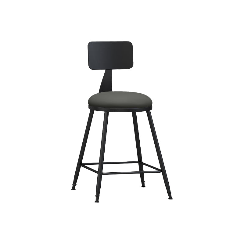 Modern Backrest Counter Stool Iron Bar Stool with Leather Cushion and Pedal for Cafe