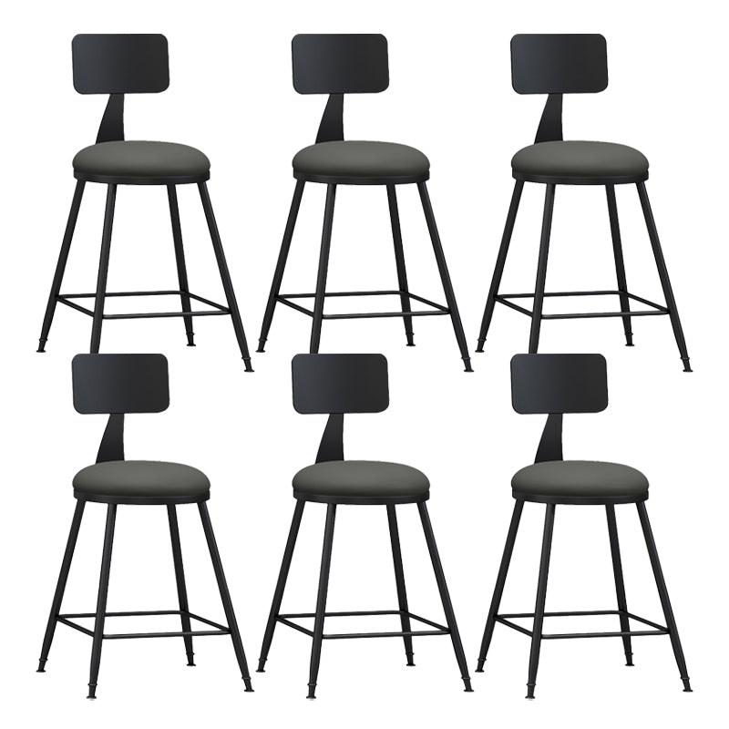 Modern Backrest Counter Stool Iron Bar Stool with Leather Cushion and Pedal for Cafe