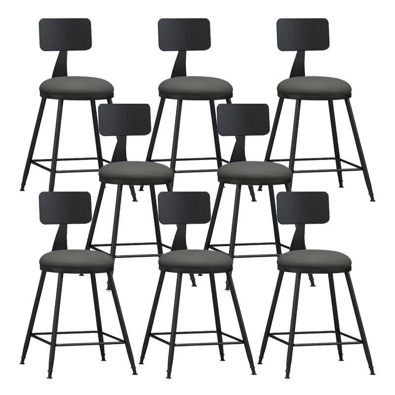 Modern Backrest Counter Stool Iron Bar Stool with Leather Cushion and Pedal for Cafe