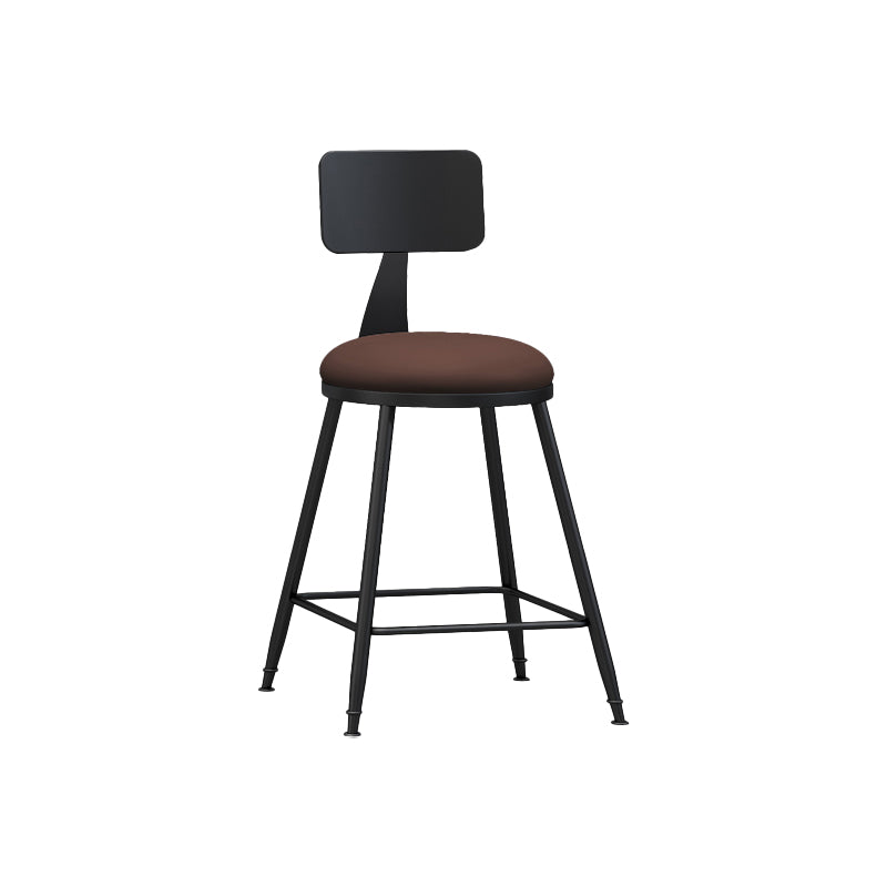 Modern Backrest Counter Stool Iron Bar Stool with Leather Cushion and Pedal for Cafe