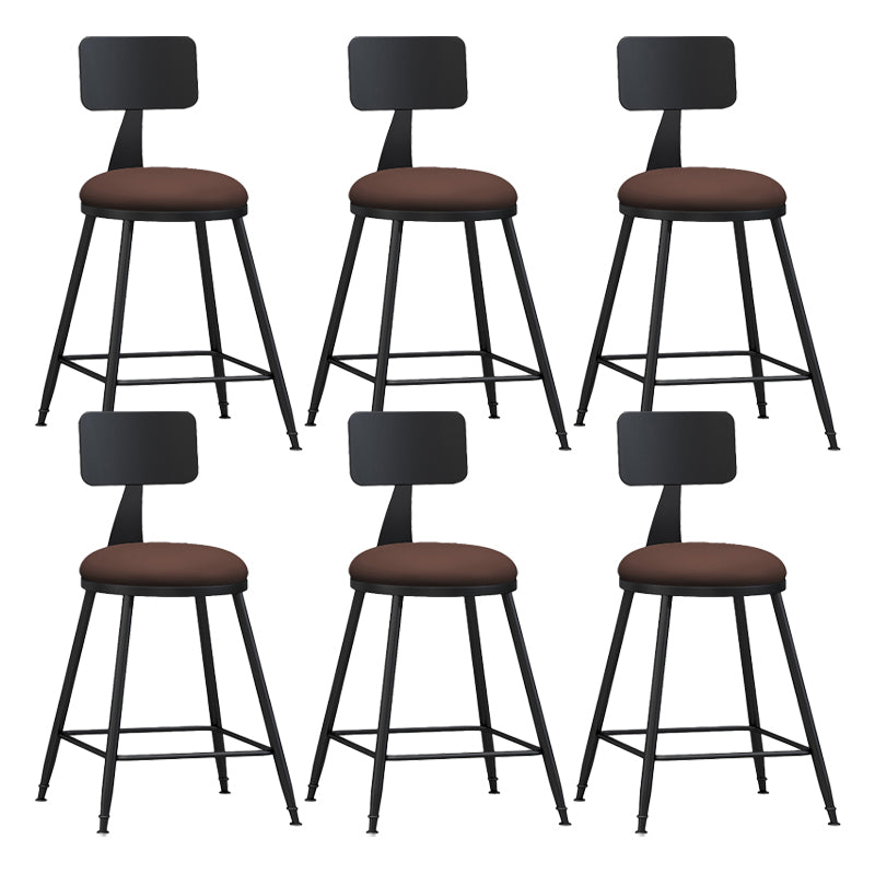 Modern Backrest Counter Stool Iron Bar Stool with Leather Cushion and Pedal for Cafe