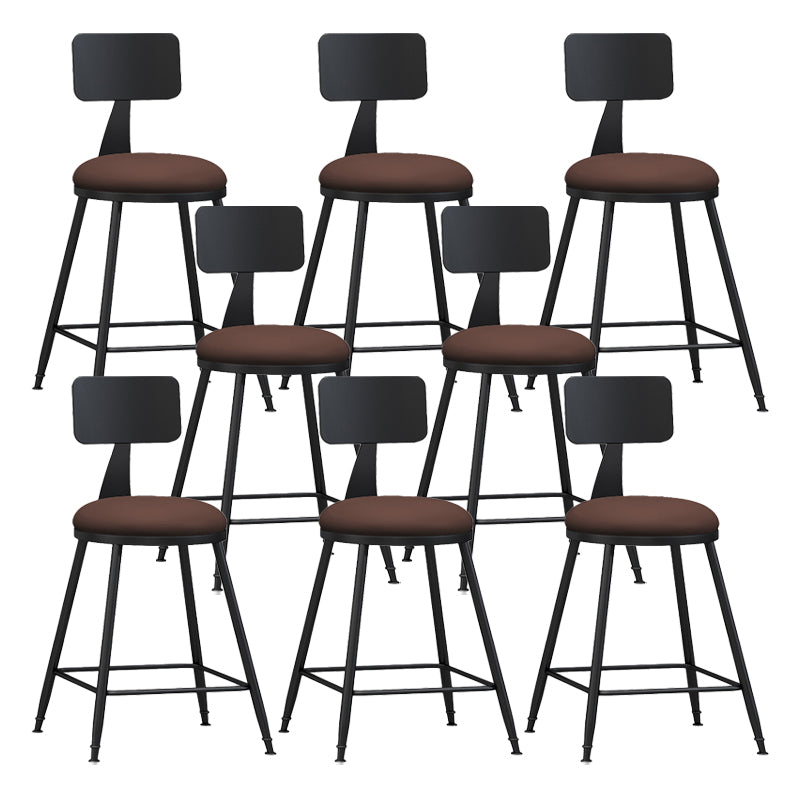 Modern Backrest Counter Stool Iron Bar Stool with Leather Cushion and Pedal for Cafe