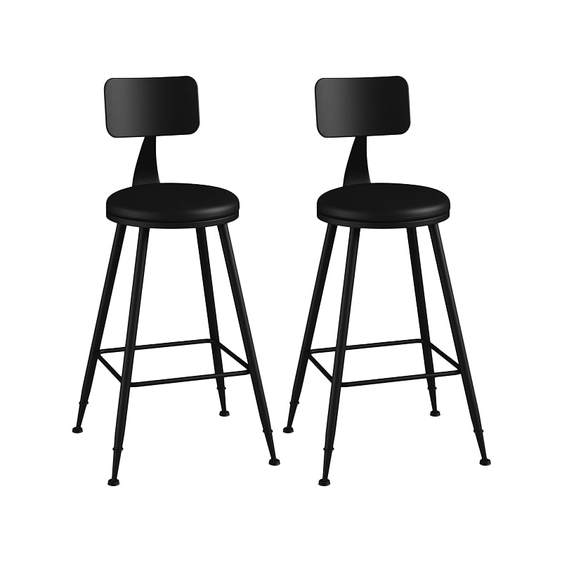Modern Backrest Counter Stool Iron Bar Stool with Leather Cushion and Pedal for Cafe
