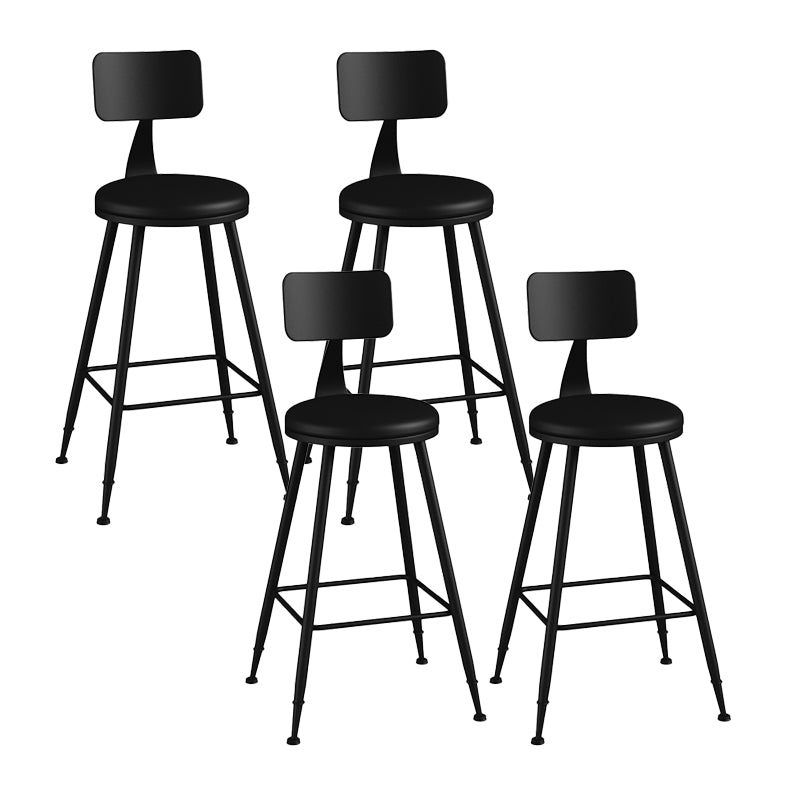 Modern Backrest Counter Stool Iron Bar Stool with Leather Cushion and Pedal for Cafe