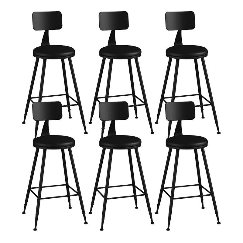 Modern Backrest Counter Stool Iron Bar Stool with Leather Cushion and Pedal for Cafe