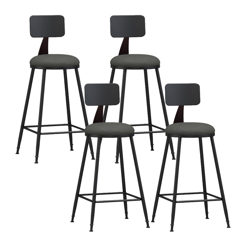 Modern Backrest Counter Stool Iron Bar Stool with Leather Cushion and Pedal for Cafe