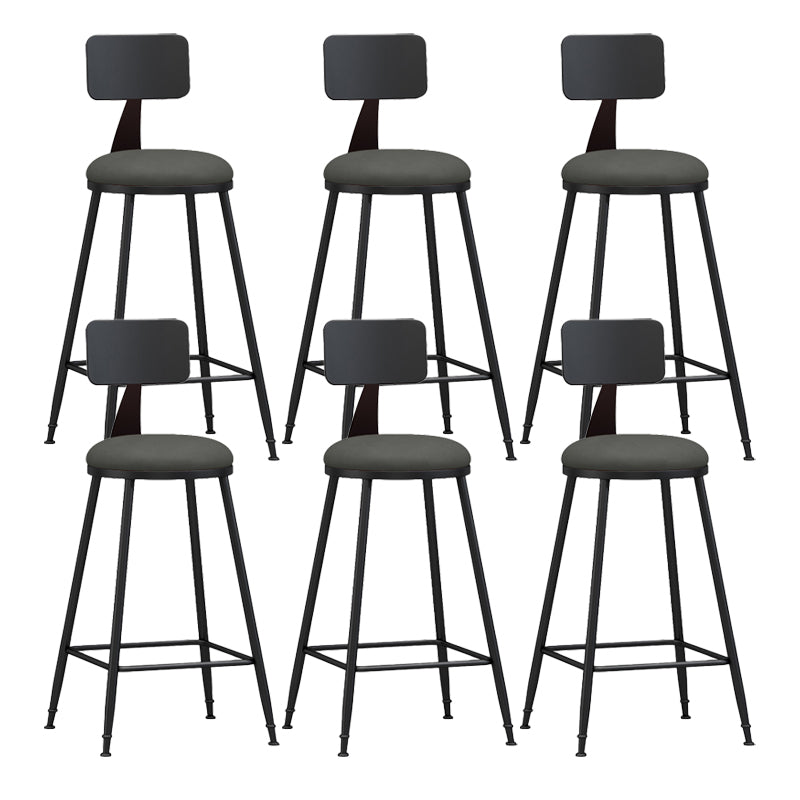 Modern Backrest Counter Stool Iron Bar Stool with Leather Cushion and Pedal for Cafe