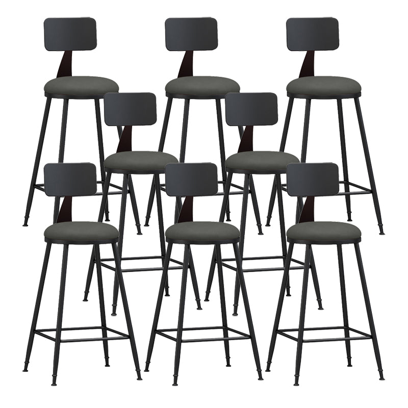 Modern Backrest Counter Stool Iron Bar Stool with Leather Cushion and Pedal for Cafe