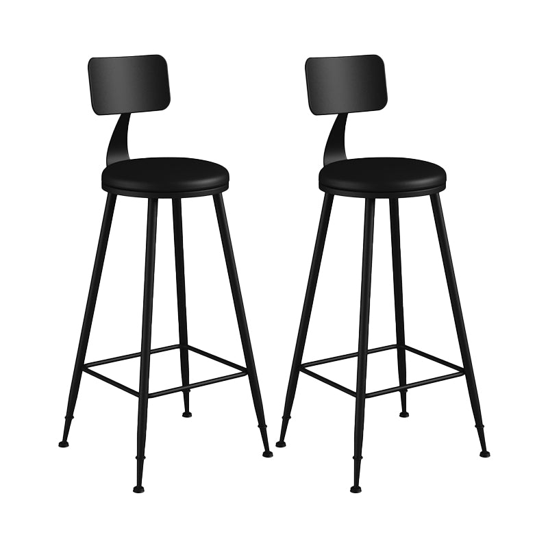 Modern Backrest Counter Stool Iron Bar Stool with Leather Cushion and Pedal for Cafe