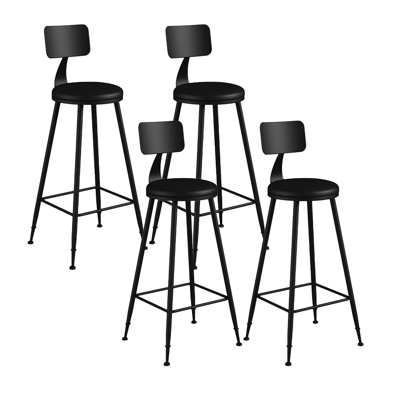 Modern Backrest Counter Stool Iron Bar Stool with Leather Cushion and Pedal for Cafe