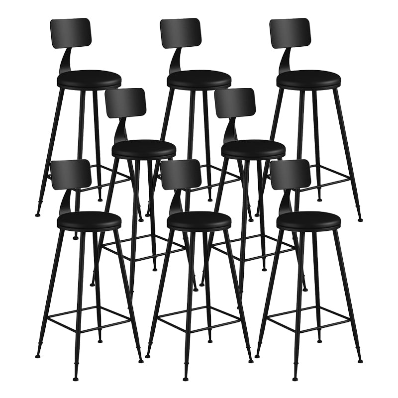 Modern Backrest Counter Stool Iron Bar Stool with Leather Cushion and Pedal for Cafe