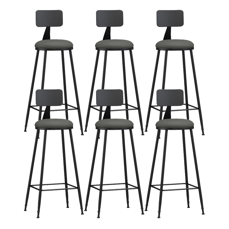 Modern Backrest Counter Stool Iron Bar Stool with Leather Cushion and Pedal for Cafe