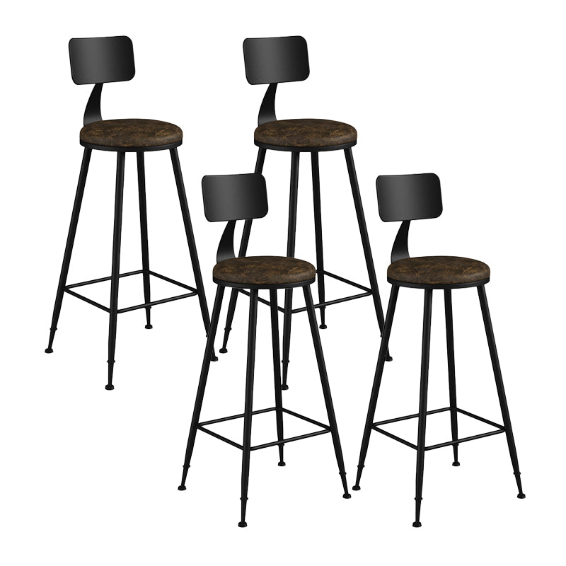 Modern Backrest Counter Stool Iron Bar Stool with Leather Cushion and Pedal for Cafe