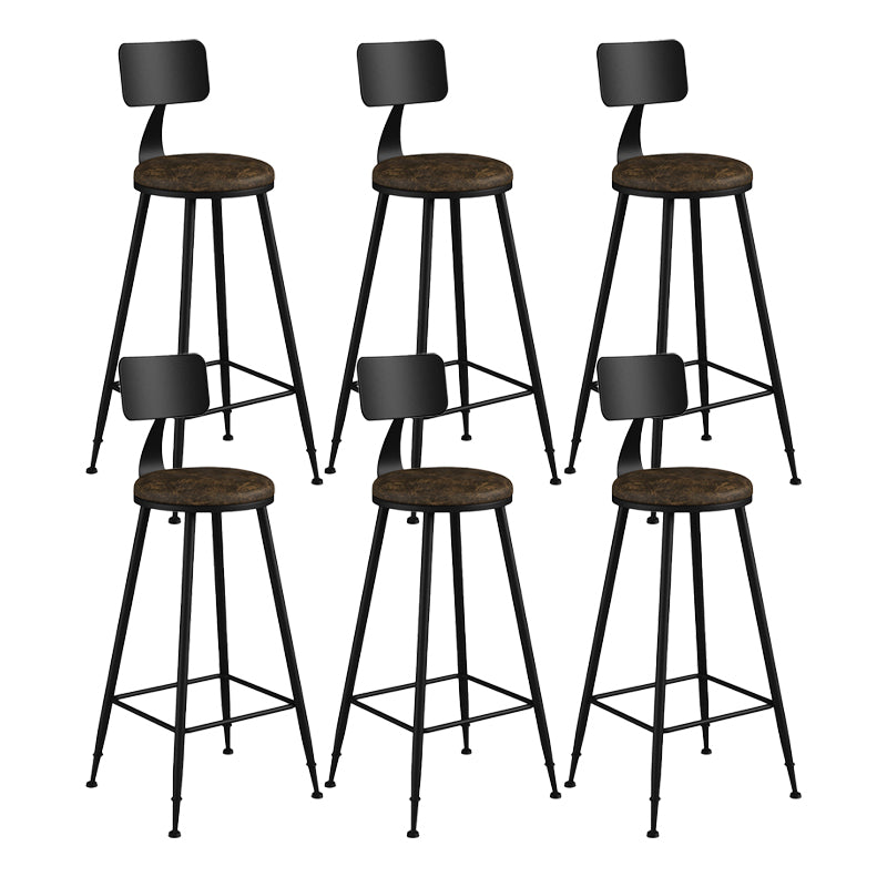 Modern Backrest Counter Stool Iron Bar Stool with Leather Cushion and Pedal for Cafe