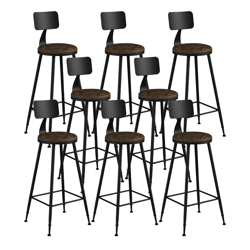Modern Backrest Counter Stool Iron Bar Stool with Leather Cushion and Pedal for Cafe