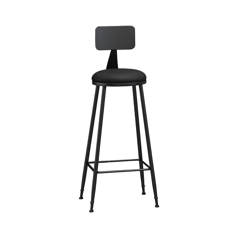 Modern Backrest Counter Stool Iron Bar Stool with Leather Cushion and Pedal for Cafe