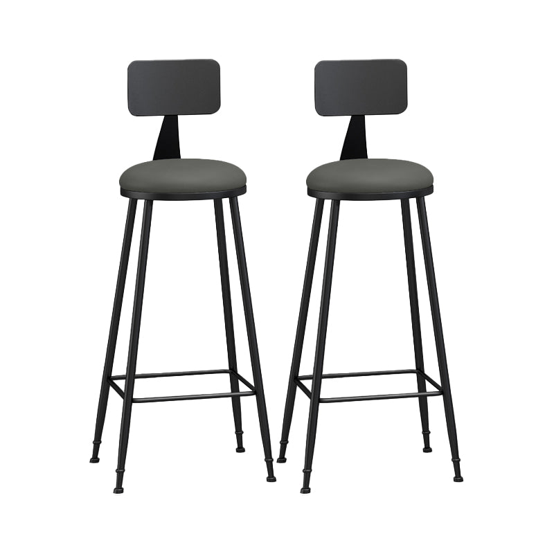 Modern Backrest Counter Stool Iron Bar Stool with Leather Cushion and Pedal for Cafe