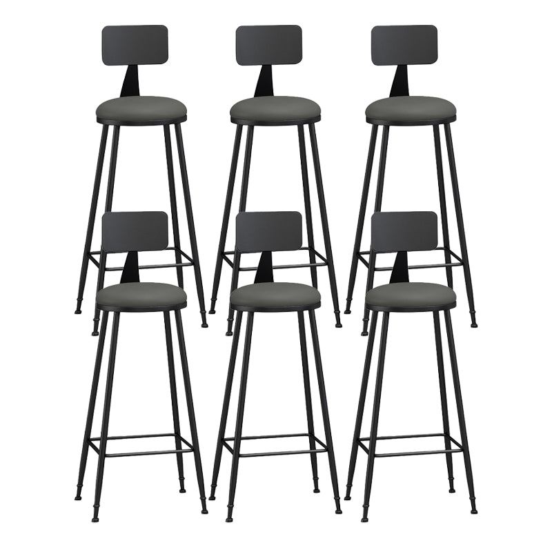 Modern Backrest Counter Stool Iron Bar Stool with Leather Cushion and Pedal for Cafe