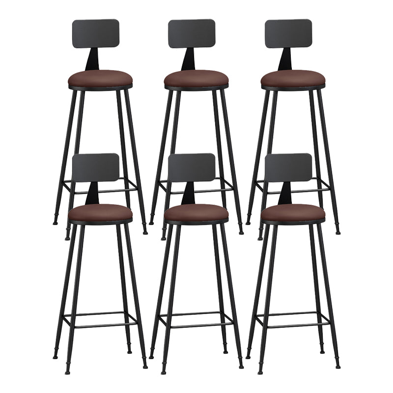 Modern Backrest Counter Stool Iron Bar Stool with Leather Cushion and Pedal for Cafe
